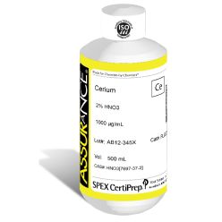 Assurance Grade Cerium for AA and ICP, 1,000 ug/mL (1,000 PPM), 500 mL, in 2% HNO3, SPEX Certiprep, PLCE2-2X