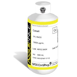Assurance Grade Cobalt for AA and ICP, 10,000 ug/mL (10,000 PPM), 500 mL, in 5% HNO3, SPEX Certiprep, PLCO2-3X
