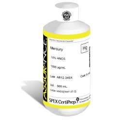 Assurance Grade Mercury for AA and ICP, 1,000 ug/mL (1,000 PPM), 500 mL, in 10% HNO3, SPEX Certiprep, PLHG4-2X