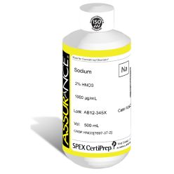 Assurance Grade Sodium for AA and ICP, 1,000 ug/mL (1,000 PPM), 500 mL, in 2% HNO3, SPEX Certiprep, PLNA2-2X