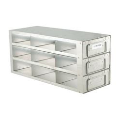 Argos Technologies Upright Freezer Drawer Rack for 2" Cryoboxes, Holds 9 Boxes, Stainless Steel, 3 x 3 (1 Rack)