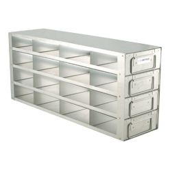 Argos Technologies Upright Freezer Drawer Rack for 2" Cryoboxes, Holds 16 Boxes, Stainless Steel, 4 x 4 (1 Rack)